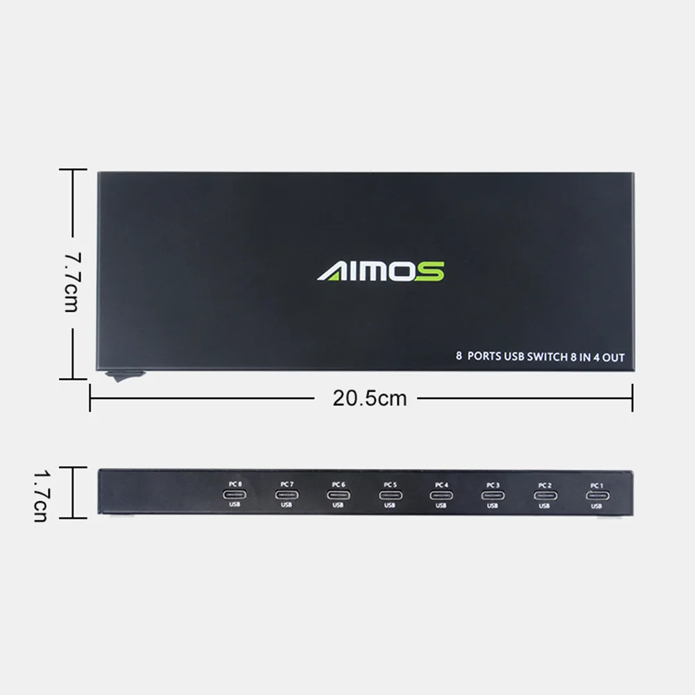 

AIMOS-KM804 USB2.0 Shared Switcher 4 USB Devices 8 in 4 out Switcher Box for Keyboard Mouse Printer U Disk 8 Computers Sharing