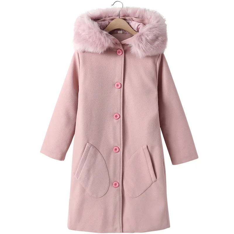 Детское шерстяное пальто с меховым воротником на Возраст 4 14 лет|Шерсть и