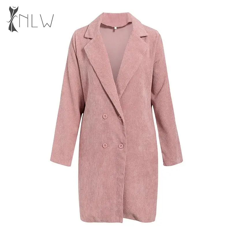 NLW модный вельветовый двубортный Блейзер женские куртки осенне-зимние длинные и