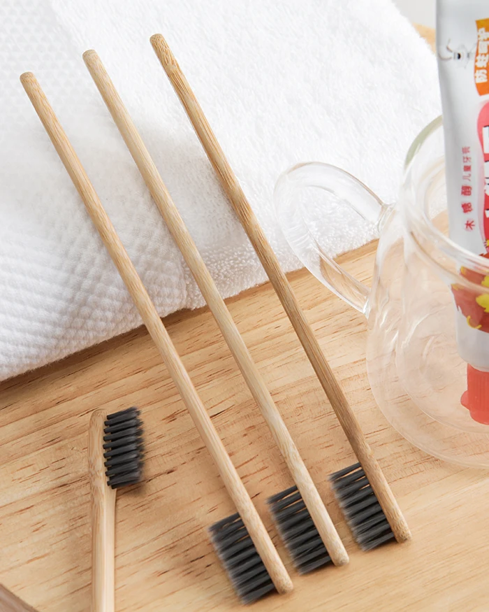 6 шт. натуральная чистая бамбуковая зубная щетка портативная Мягкая для волос