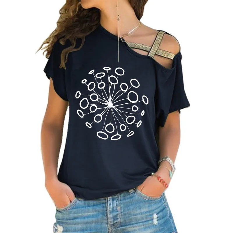 

Модная женская футболка, сексуальные асимметричные рубашки Ulzzang с коротким рукавом и перекрестными плечами, уличная одежда Farajuku, ткань Kpop