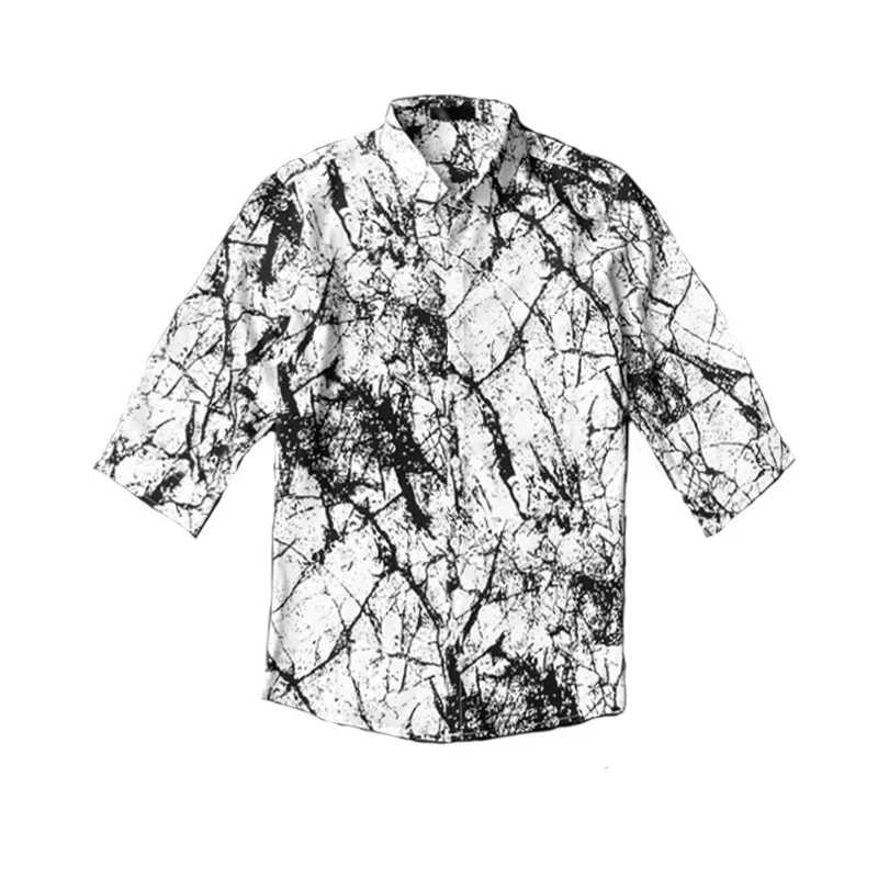 

Summer Short-sleeved Shirts Men's Slim Fashion Retro Printing Casual Shirts Men Korean Dress Shirts Mens Hawaiian Shirts M-3XL