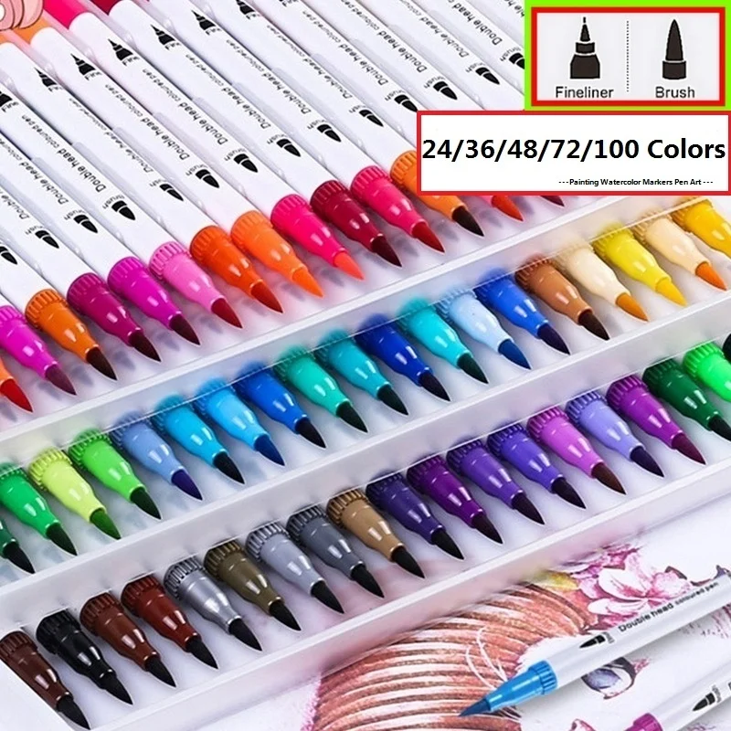 100 цветов акварельные маркеры с двойным наконечником изящный лайнер для
