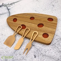 jaswehome new arrival cheese board set acacia resin cheese cutting board with gold knife 4pcs cheese tools set