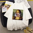 Футболка женская с принтом Моны Лизы, смешная Модная рубашка с принтом в стиле Харадзюку, Повседневная Свободная эстетичная одежда, на лето