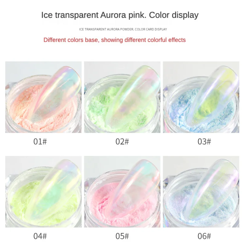 

NEW Aurora Powder Mermaid Shell Neon Flash Chrome Unicorn Color Laser Magic Mirror Pigment Dust Manicure For Nail Art Pink DIY