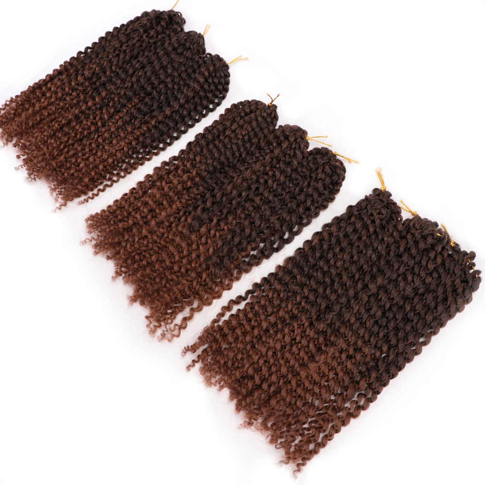 Современные кудрявые волосы 12 дюймов Marlybob Омбре афро 24 корня 3 звеньев