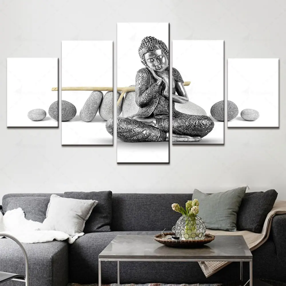 

Artsailing Modern HD Buddha Decorative Paintings Creative Combination Hanging Religion Posters Living Room Background Wall Mural