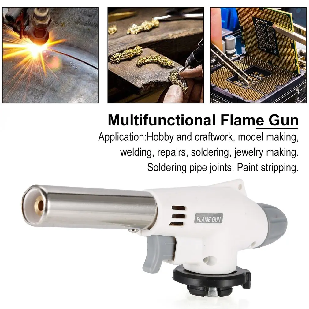 Wind Fully Automatic Electronic Flame Gun Butane Burners Gas Adapter Torch Hiking Camping Equipment Tool Welding Gas Torch