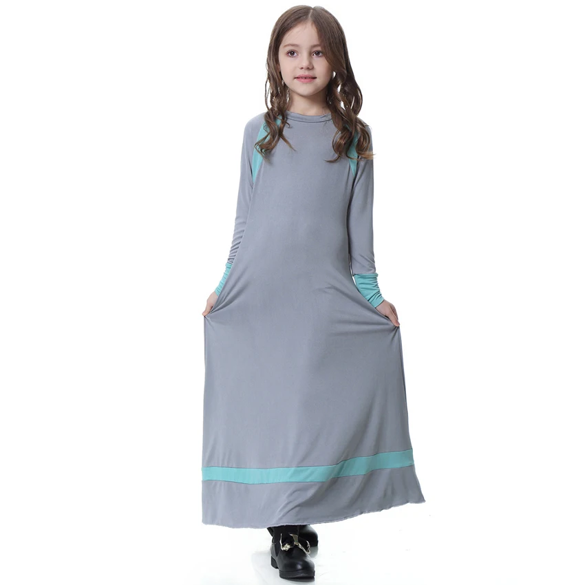 

Abaya Kids Ramadan Muslim Islamic Clothing Turkish Kaftan Girls Dress Long Sleeve Caftan Eid Mubarak Dubai Malaysia Solid Color