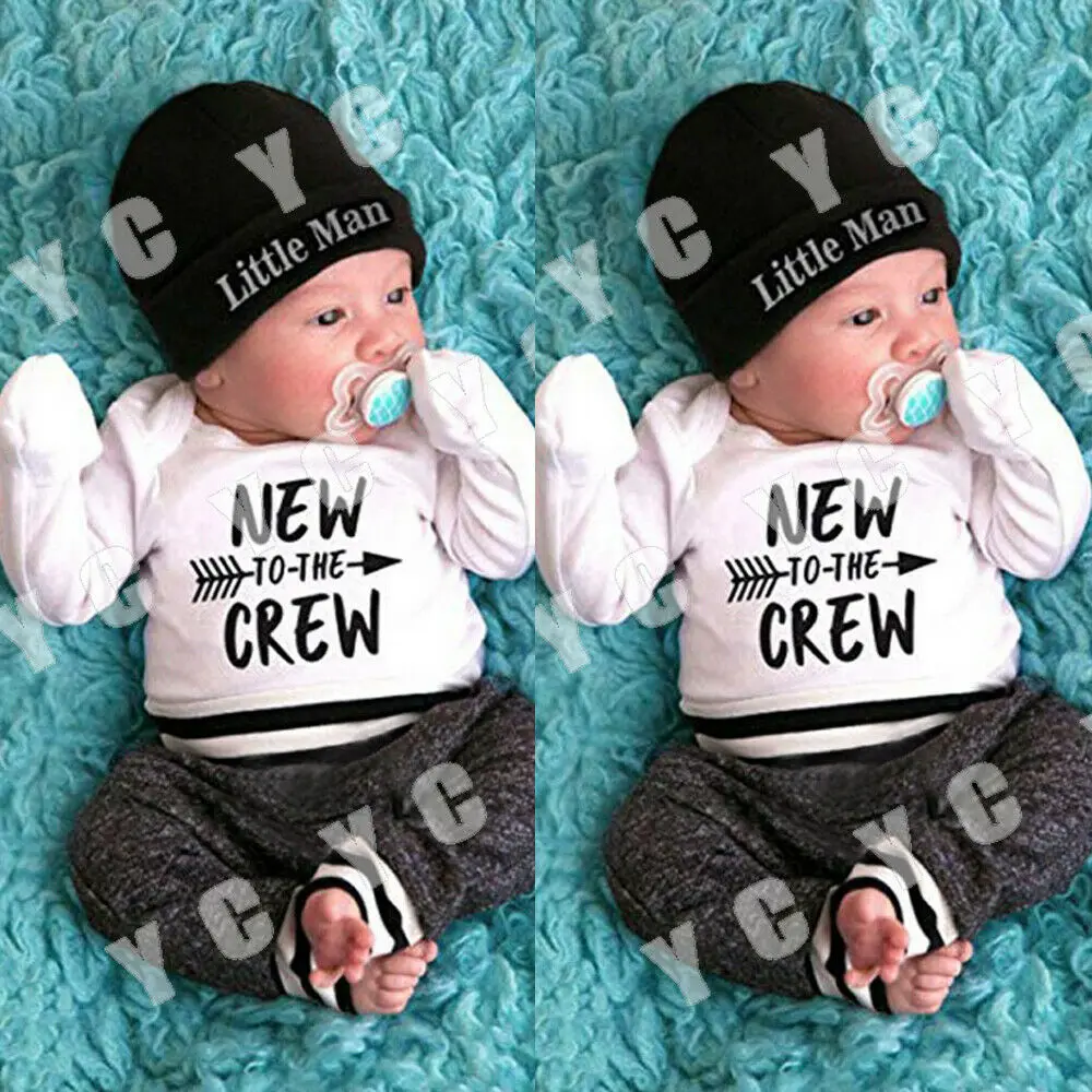 3-18M 3PCS New Infant Newborn Baby Boy Romper + Pants Outfit Clothes Bodysuit Playsuit Set Autumn Outfits |