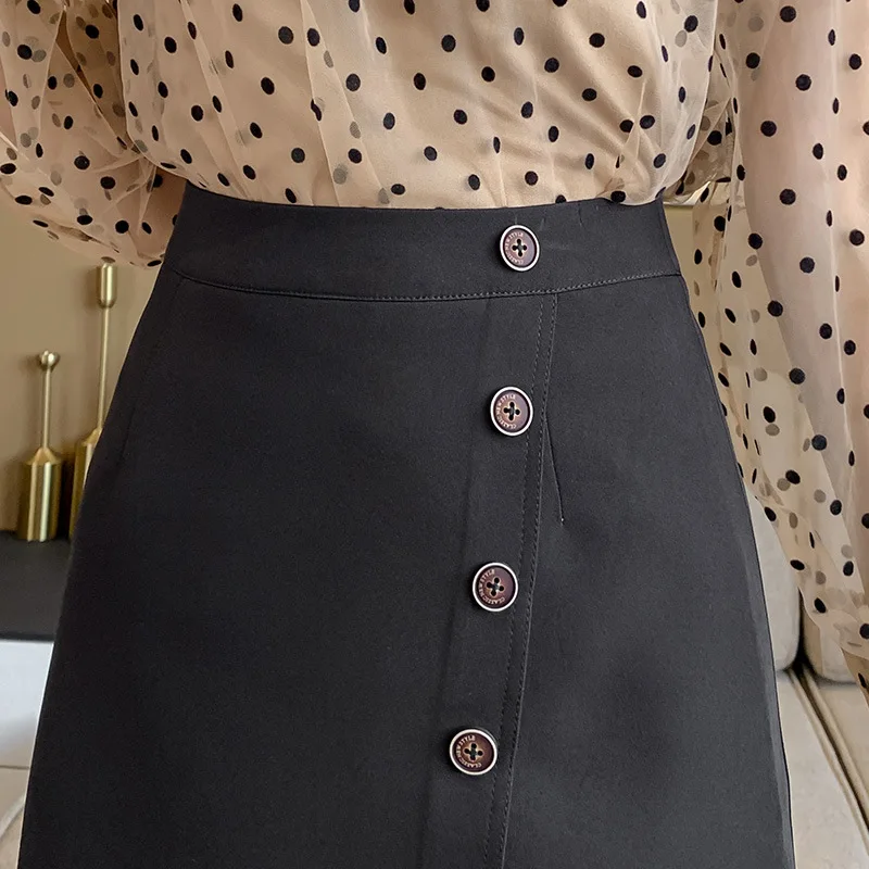 

Women Skirt 2021 Short Office Skirts For Women Black Chiffon Mini Skirt Women For Spring High Waist Slim Ladies A-line Skirt
