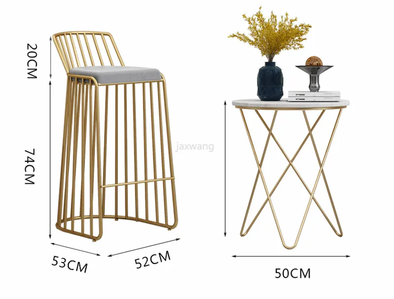 

Nordic Leisure Stool Bar Stool Modern Minimalist Dining Chair Backrest Chairs Bar Chair Golden High Stool Dressing Table Chair