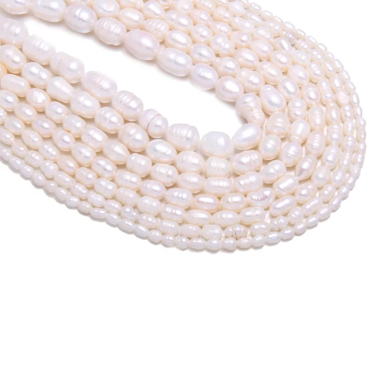 Natural Freshwater Pearl Beads High Quality 34cm Rice Shape Punch Loose for DIY Elegant Necklace Bracelet Jewelry Making | Украшения и