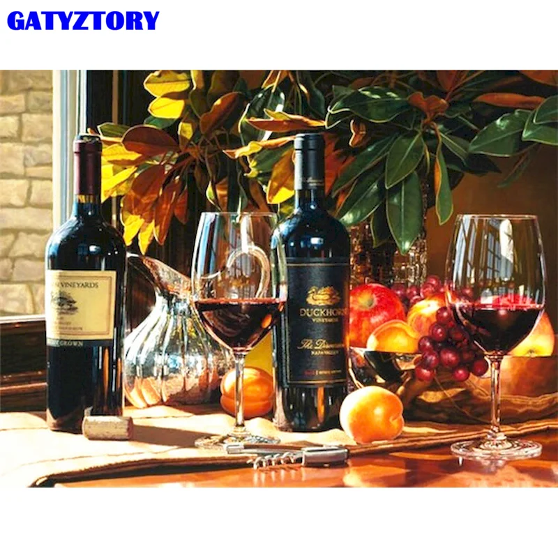 

Gatyztory Paint By Numbers For Adults Wine Hand Painted Oil Painting Fruit Picture On Canvas Coloring By Number Unique Gift