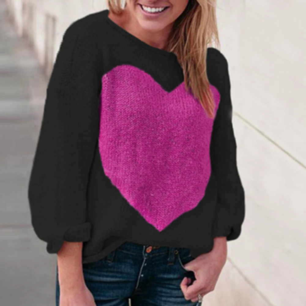 Женские Модные свободные вязаные свитера повседневные Лоскутные Свитера с
