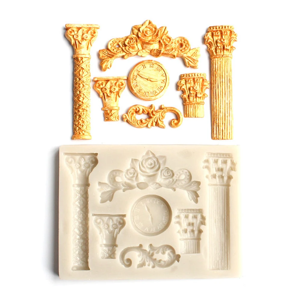 Европейский стиль сделай сам римская колонна часы роза тисненая помадка шоколад