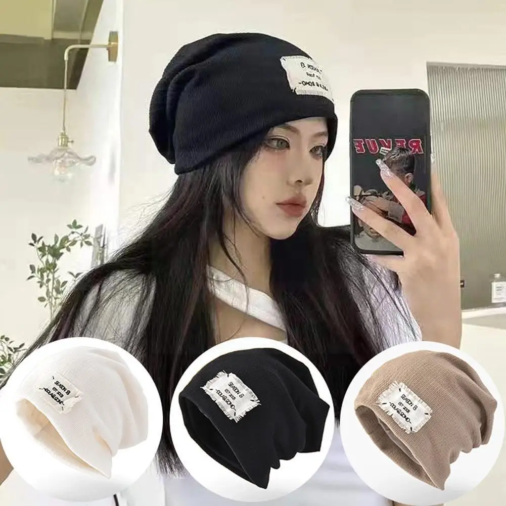 

Winter Hats Beanie Hat Spring Autumn Retro Pile Knitted Cap All-matching Trendy Beanies For Woman Hip Hop Casual Bonnets Un G0h2