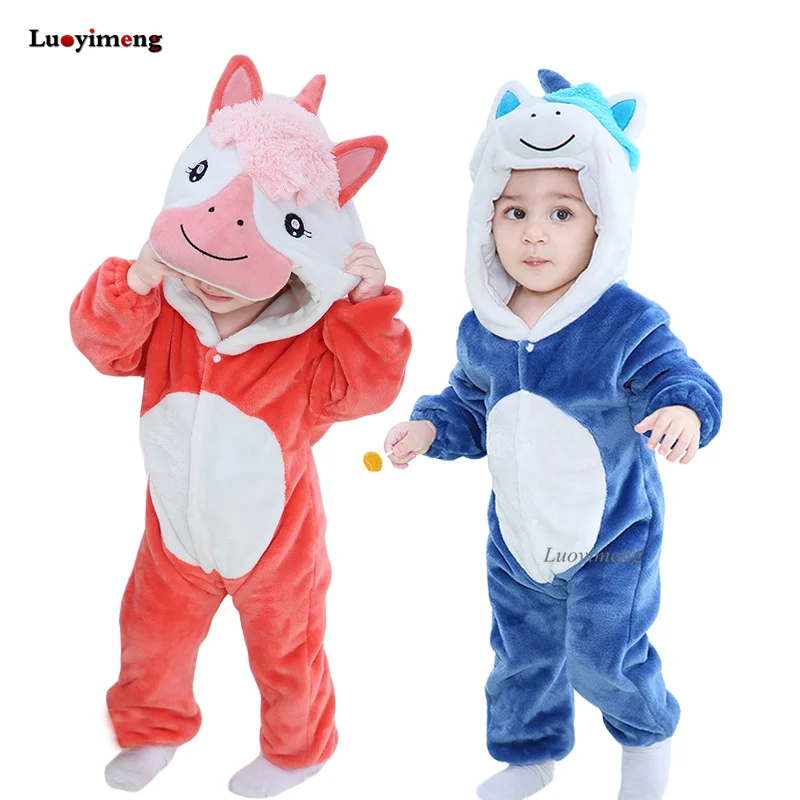 Зимние теплые детские комбинезоны из кораллового флиса Комбинезоны с животными для мальчиков