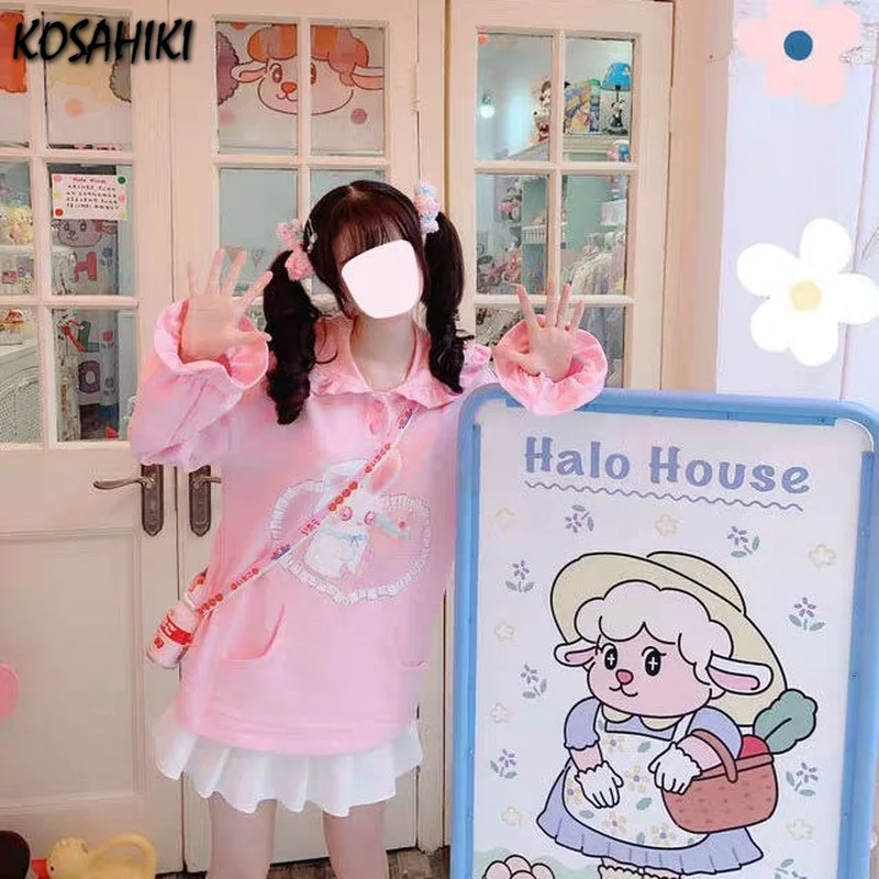 Женские толстовки koshiki универсальные элегантные модные розовые Мультяшные с