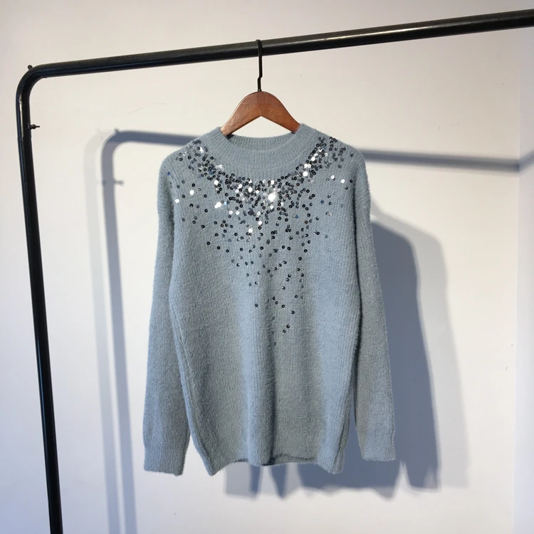 Neploe Sequin толстый свитер женский вязаный пуловер корейский топ зимний джемпер женский длинный рукав o-образный Вырез Свободный Pull Femme 54875