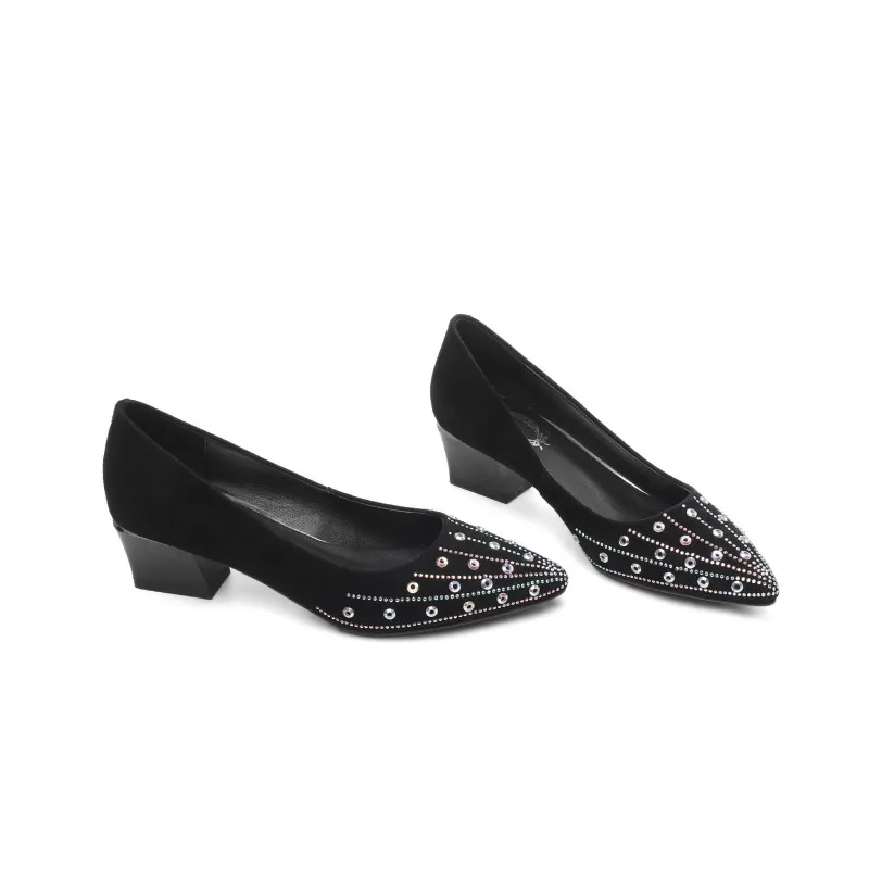 Женские туфли на высоком каблуке металлическая декоративная обувь заостренный