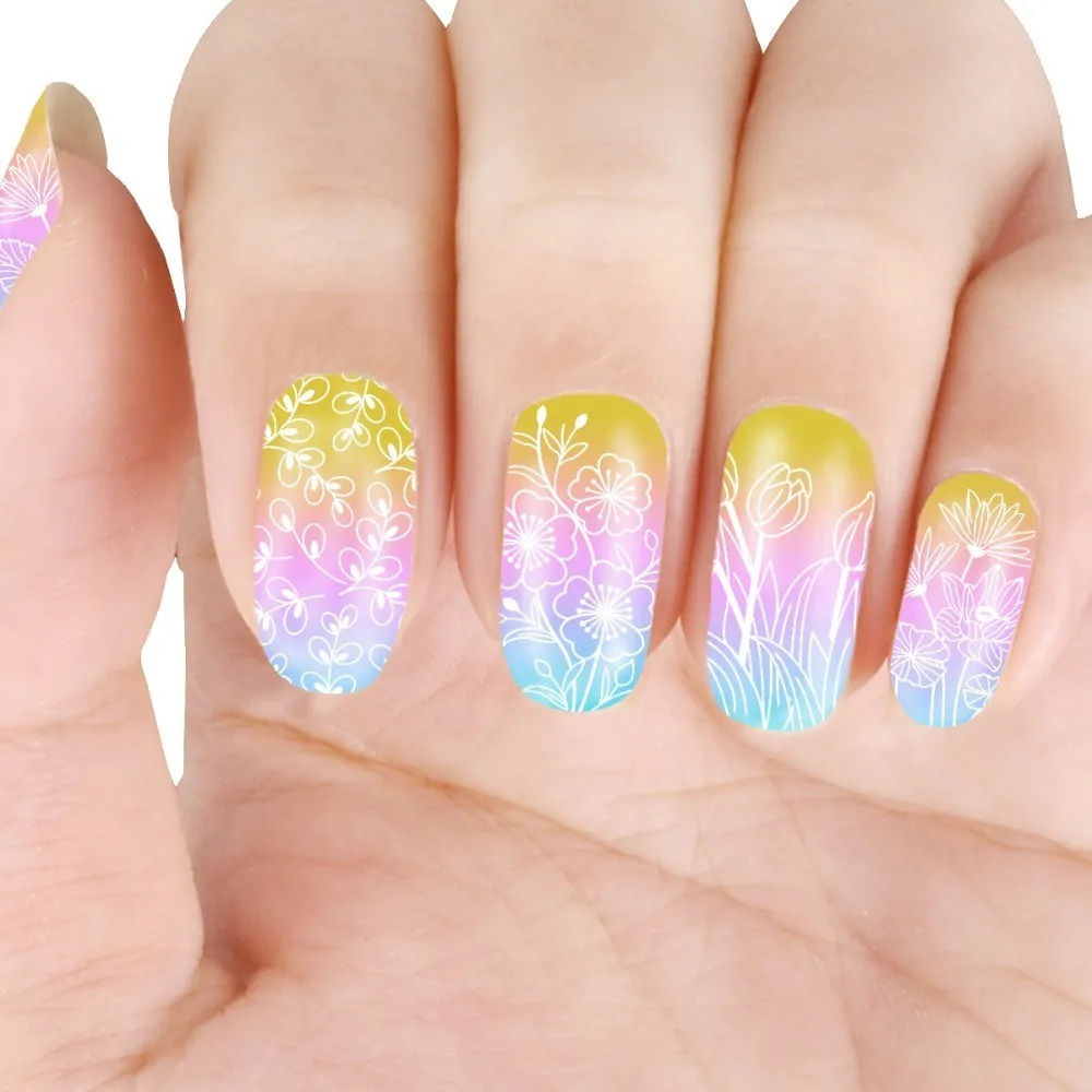 Beautybigbang нейл арта штампа 6*12 см шаблонные штампы пластины цветок Прямоугольник