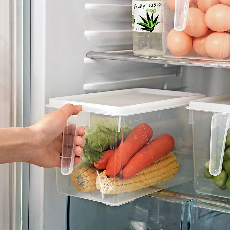 

Refrigerator Storage Box Rectangular Drawer Type PP Material Food Freezer Box Easy to Clean Non-slip Fresh-keeping Storage Box
