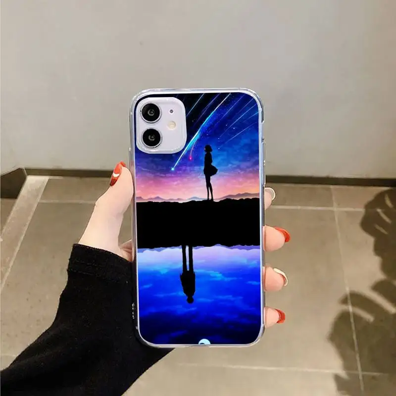 

Your Name Japan anime Phone Case Transparent for iPhone 6 7 8 11 12 s mini pro X XS XR MAX Plus