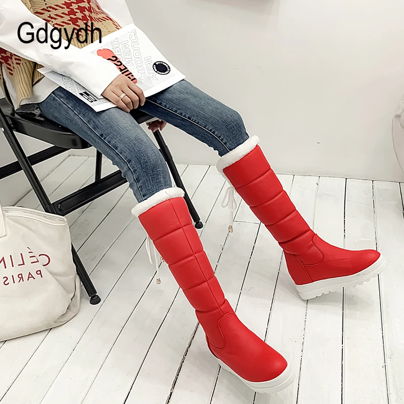 Женские высокие плюшевые сапоги Gdgydh Белые Водонепроницаемые Сапоги выше колена