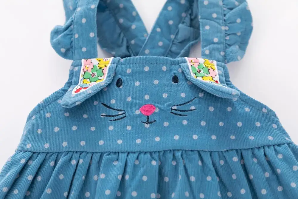 Детский вельветовый сарафан Little maven для девочек с рисунком кота в горошек на