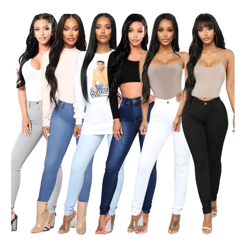 

rQuality Jeans Ladies Skinny Straight Casual Jeans High Waist Super Stretch Fabric Pencil Ladies Jeans Girls Female Clothing