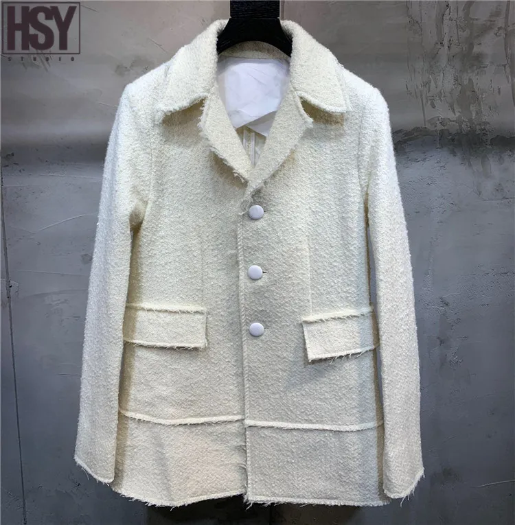 【HSY】2019 осенне-зимняя новая женская куртка с длинными рукавами однобортные