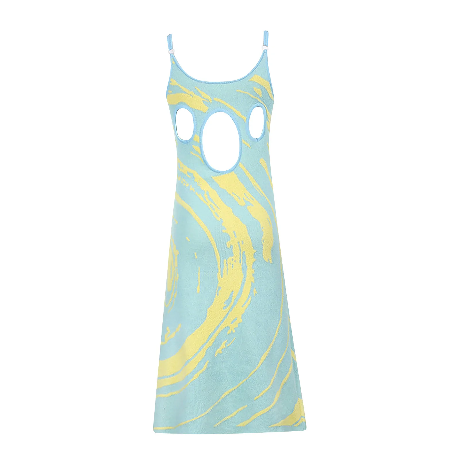 

dresses for women 2021 Women Street Fashion Swirl Print Dress Hollow Knitted Sexy Sling Dress robe femme
