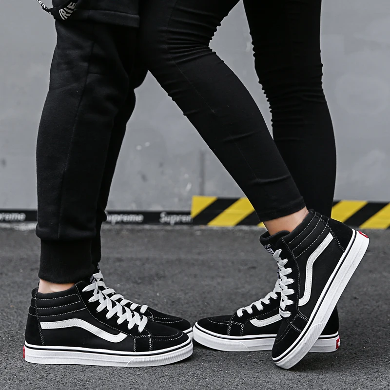TRILEINO high top old skools CLASSICS MEN'S Checkerboard Vulcanized canvas shoes with fur mid sk8 Skateboarding sneakers | Обувь