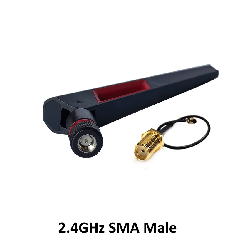 GRANDWISDOM 5pcs 2.4G antenna 8dbi sma male wlan wifi 2.4ghz antene IPX ipex 1 SMA female pigtail Extension Cable iot antena
