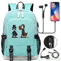 anime black butler kuroshitsuji usb laptop backpack fashion men women outdoor travel shoulder bags student schoolbag bookbag