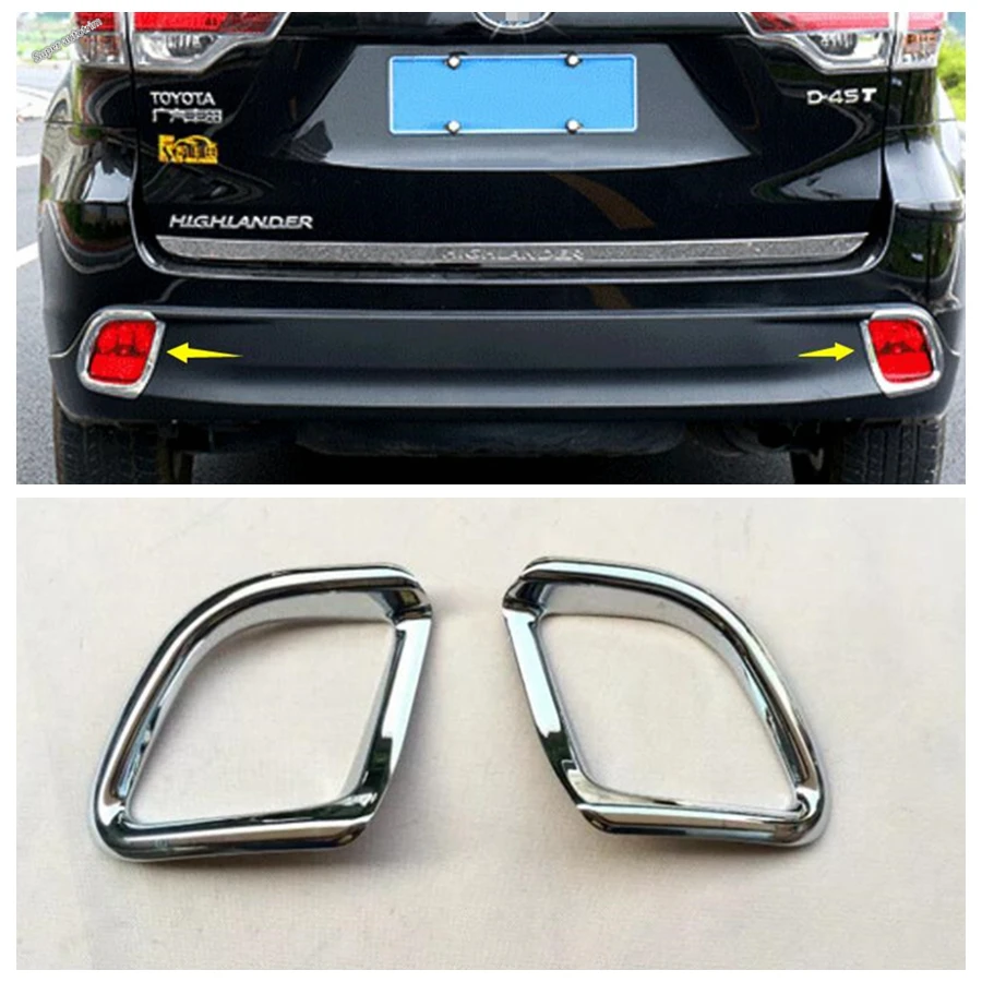 Toyota Highlander Kluger 2014-2019 Chrome Tail Rear Bumper Fog Lights Lamps Cover Chrome Trim: Lapetus Exterior Refit Kit image 5