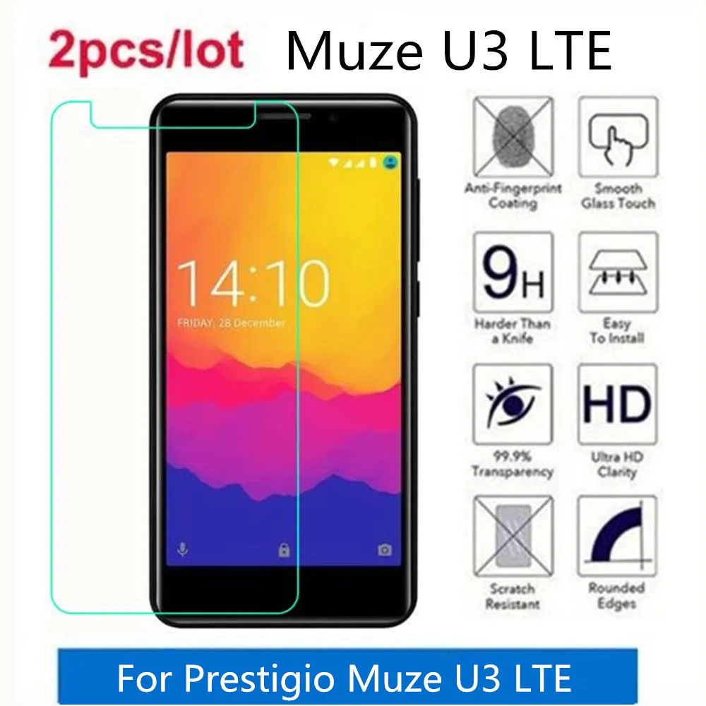 2 шт./лот для Prestigio Muze U3 LTE закаленное Стекло с уровнем твердости 9H 2.5D Премиум Экран защитная пленка, стекло