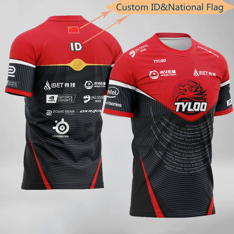 CSGO DOTA E Sport Spieler Трикотажные изделия Униформа TYLOO T Hemd Angepasst ID футболка для фанатов