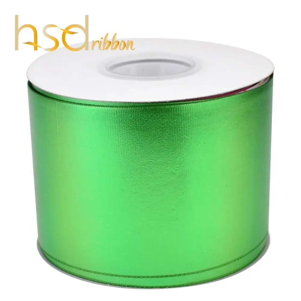 

Hsdribbon 75mm 3inch Soild Green Gold Foil on grosgrain ribbon 50Yards/Roll