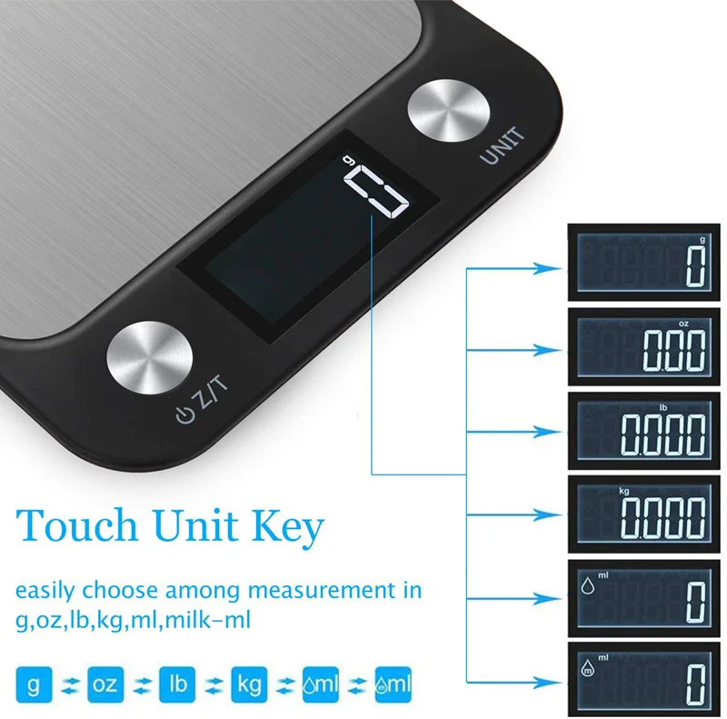 Multi-function Digital Kitchen Scale 22lb 10kg Stainless Steel Large Gram for Cooking Baking Household Electronic | Инструменты