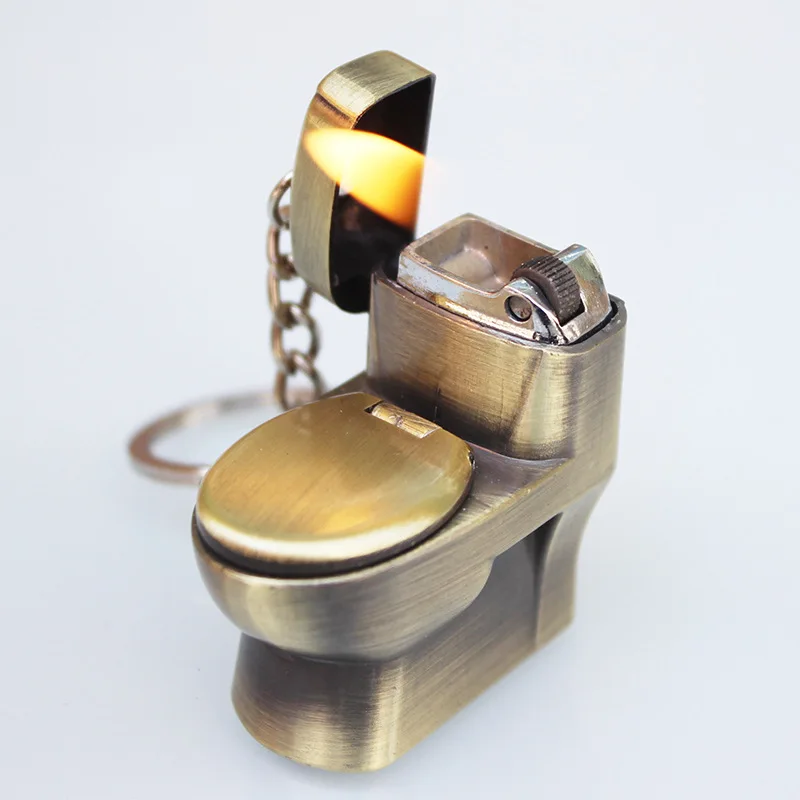 Creative Compact Toilet Gas Lighter KeyChain Butane Smoke Inflated bowl Key Chain Bar Metal Funny Toys | Дом и сад