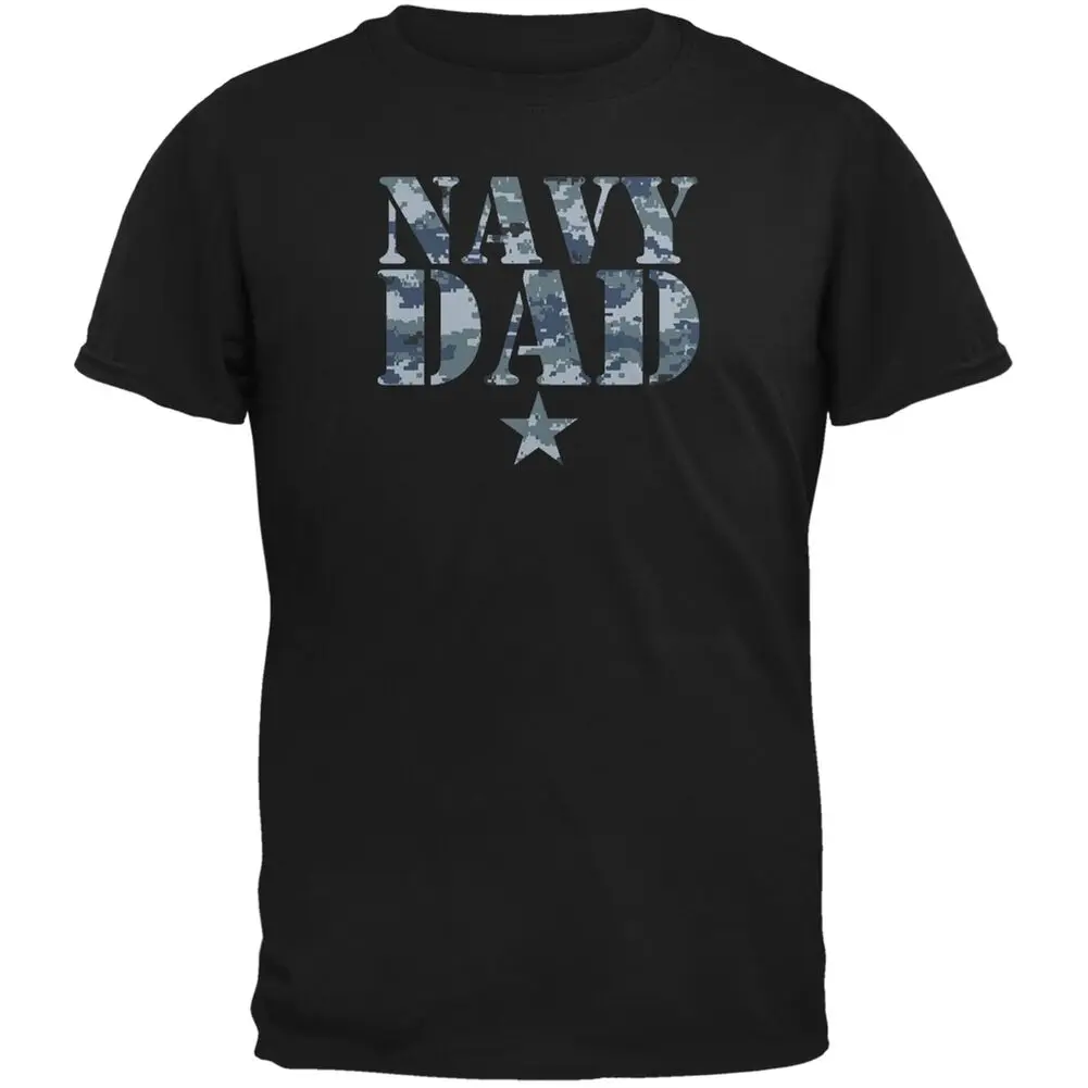 

Мужские модные футболки темно-синего цвета с надписью «Dad Black»
