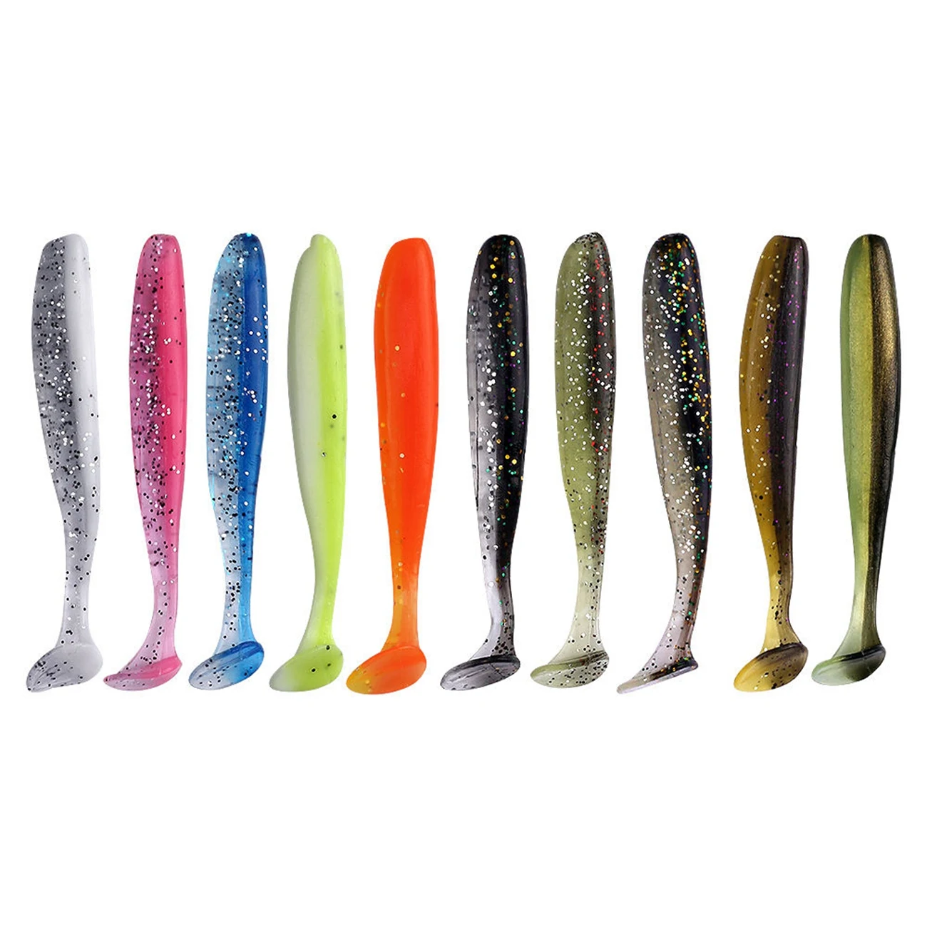 

50pcs 5.5/6/6.5CM Artificial Fishing Lure Soft Fish Bait T-tail Creature Fishing Lure for Bass Trout for Outdoor Fishing Lovers