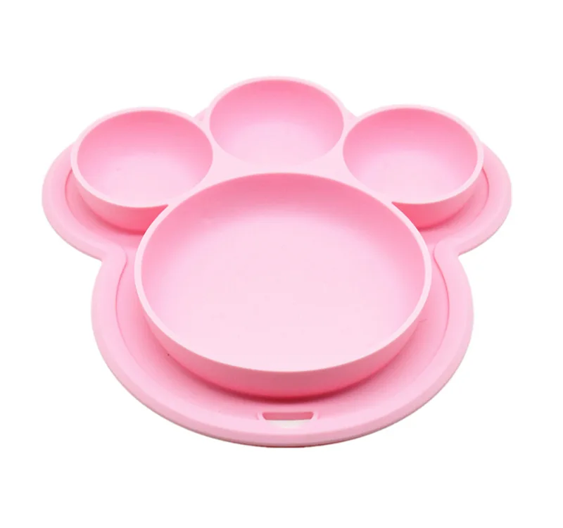 

Подставка под тарелку, интегрированные Детские принадлежности для кормления, ручная кисть, Детская обеденная тарелка, силиконовая розовая ...