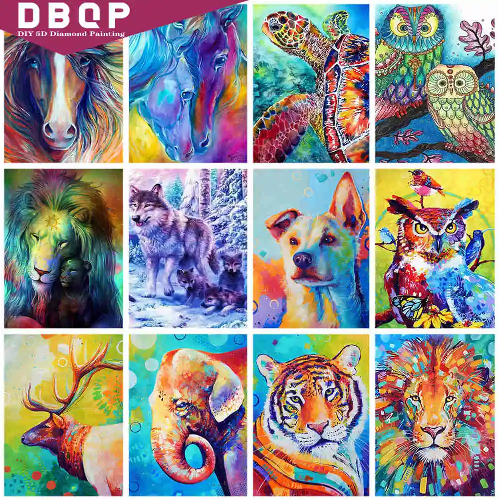 

5D DIY Diamond Painting Animals Owl Horse Tortoise Lion Elephant Round Drill Embroidery Mosaic Cross Stitch Paint Home Decor