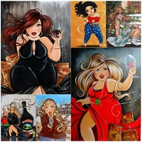 amtmbs cartoon fat ladies diy painting by numbers adults for drawing canvas handpainted coloring by numbers paintings wall decor