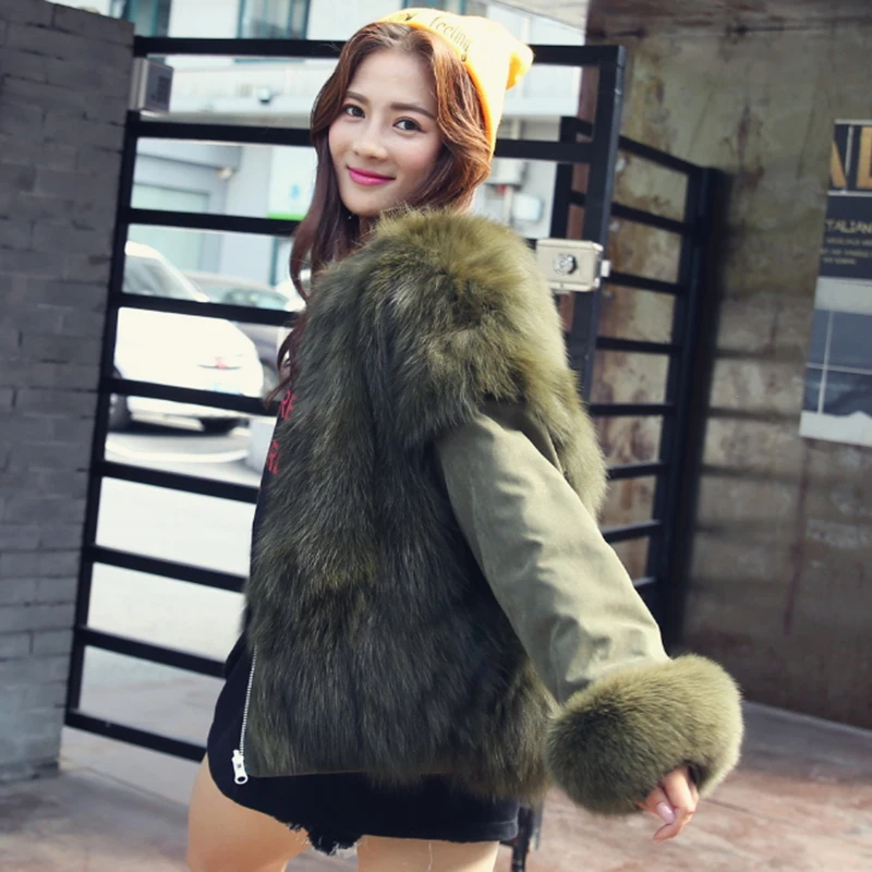 Зимнее теплое пальто из лисьего меха fuax Двусторонняя одежда Меховая куртка