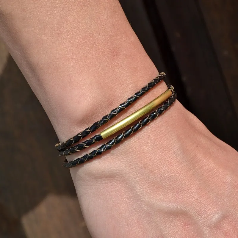 Черный кожаный браслет в ретро стиле мужской модный с цепочкой | Украшения и